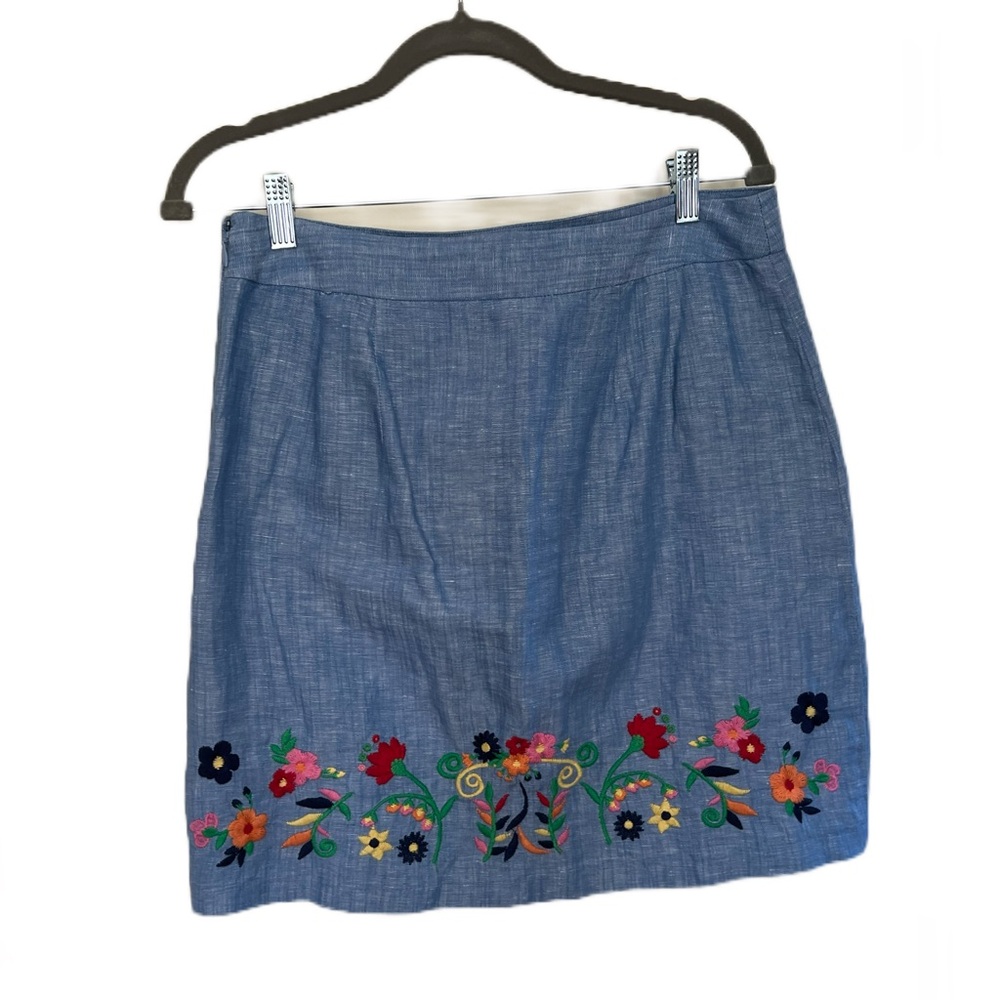 Talbots Embroidered Linen A-line Skirt - Picture 4 of 6